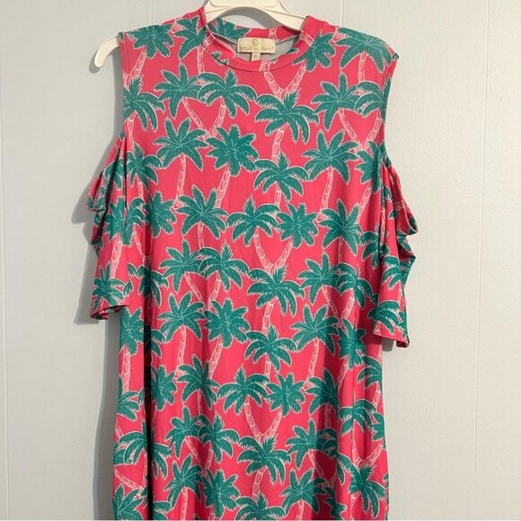 Simply Southern XL Pink green palm trees - Picture 1 of 4